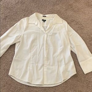 White collared button down top